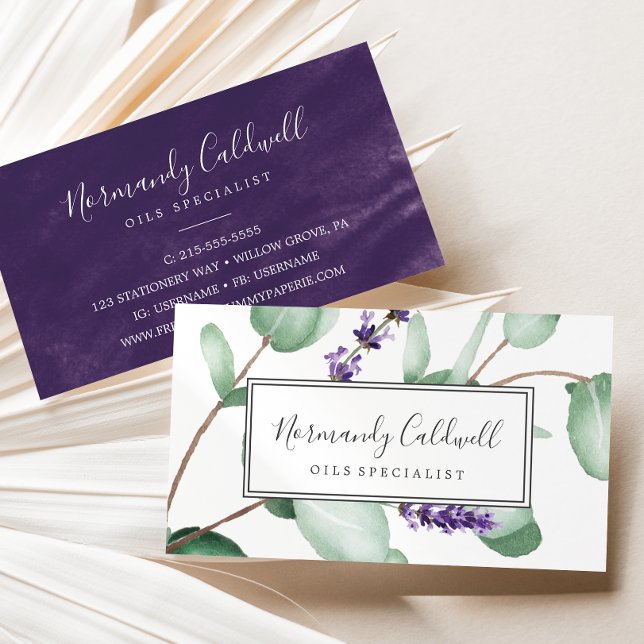 Affärskortet Rustic Lavender och Eucalyptus Visitkort (Skapare uppladdad)
