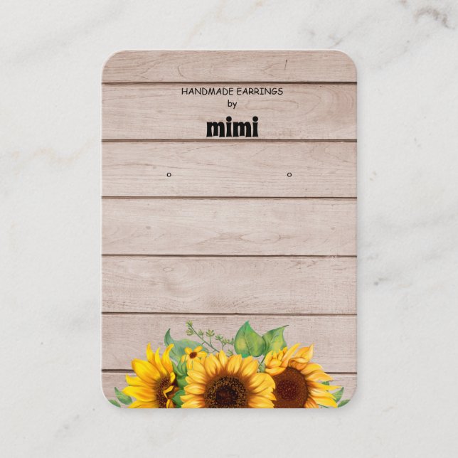 Affärskortet Rustic Solrosarrings Visning Visitkort (Framsida)