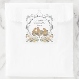 Affärskortet Rustic Watercolor Vapensköld Farmhous Fyrkantigt Klistermärke