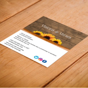 Affärskortet Rustic Wood & Sunblommor Maker Visitkort