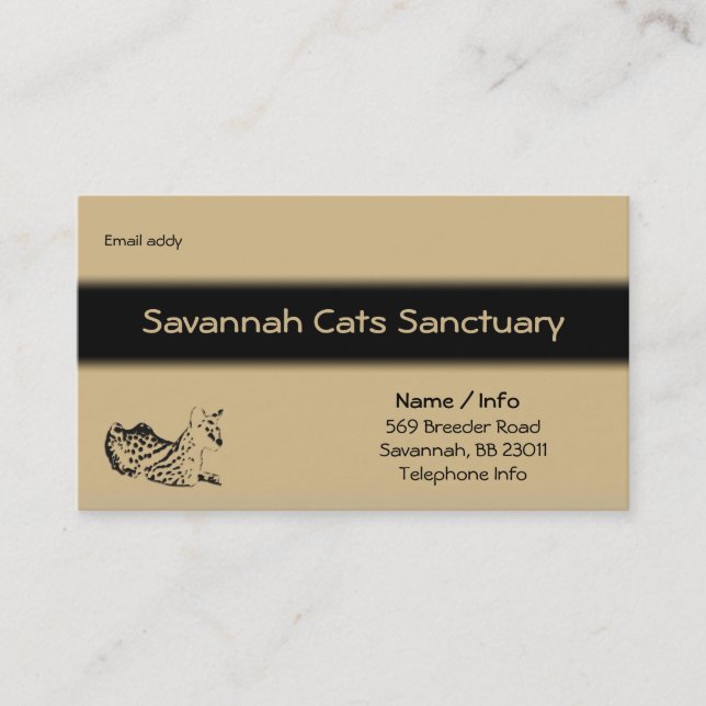 Affärskortet Savannah Cat / Anpassa Visitkort (Framsida)