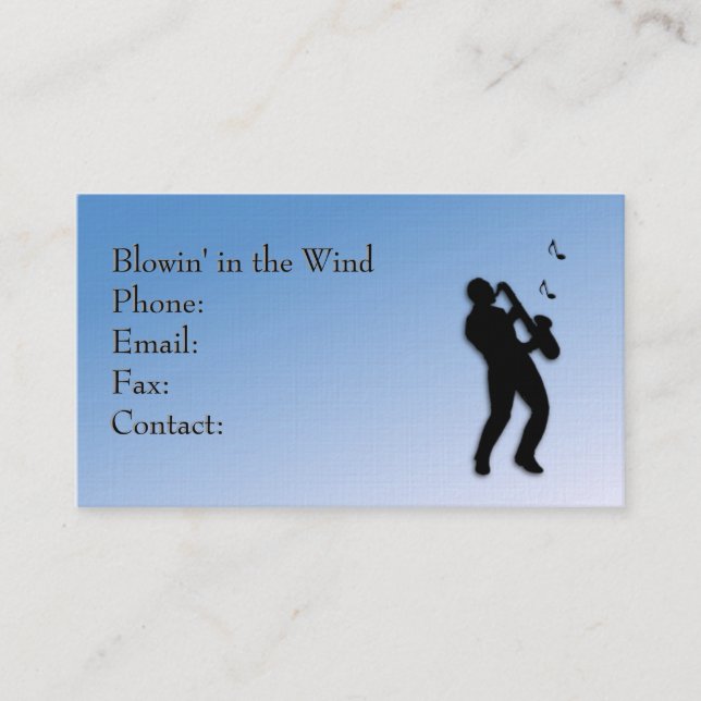 Affärskortet Saxophone Player Visitkort (Framsida)