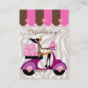 Affärskortet Scooter Girl Rosa Boxes Zebra Visitkort