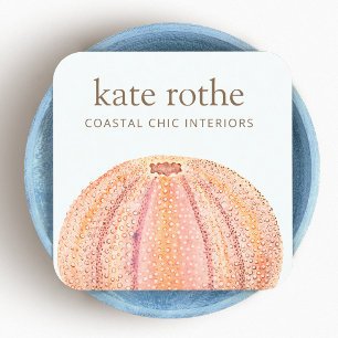 Affärskortet Sea Urchin Beachy Coastal Theme Fyrkantigt Visitkort