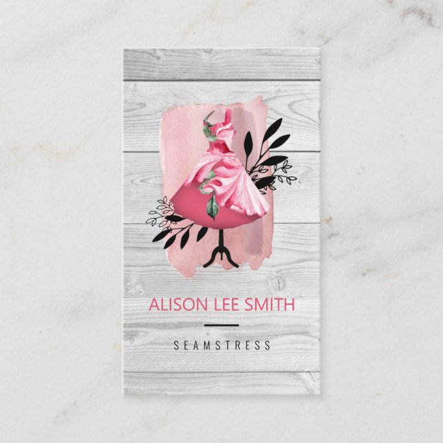 Affärskortet Seamstress Hand sewn Dressmaker Visitkort (Framsida)