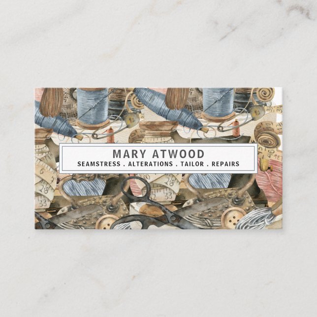 Affärskortet Seamstress Tailor Visitkort (Framsida)