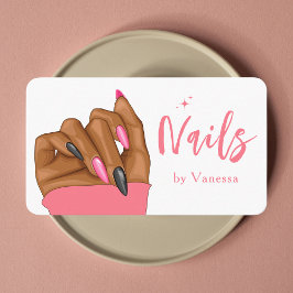 Affärskortet shock rosa Nail Artist Salon Qr-kod Visitkort