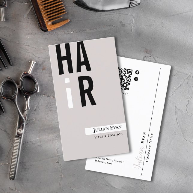 Affärskortet Simple Beige Hairdresser Neutralt  Visitkort (Simple Beige Hairdresser Neutral Business Card)