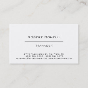 Affärskortet Simple Plain Black White Manager Visitkort