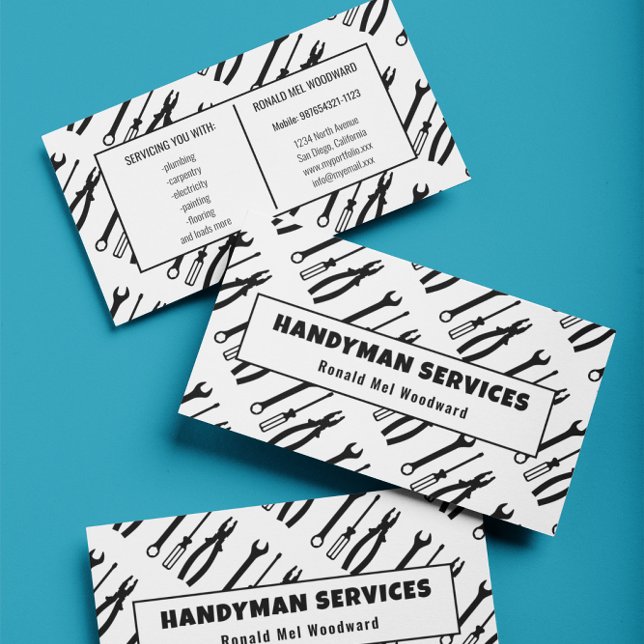 Affärskortet Simple Verktyg Handyman Services Visitkort (Skapare uppladdad)
