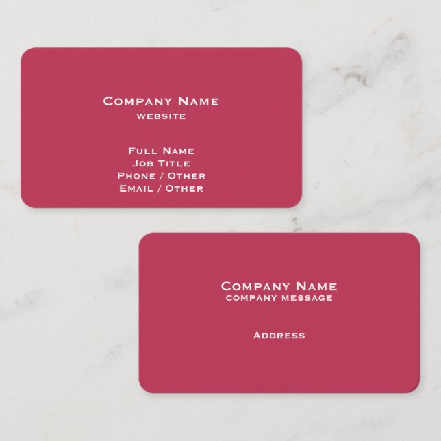Affärskortet Simple Viva Magenta Visitkort (Fram/baksida)