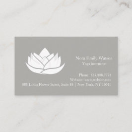 Affärskortet Simple White och Grått Lotus Flower Visitkort