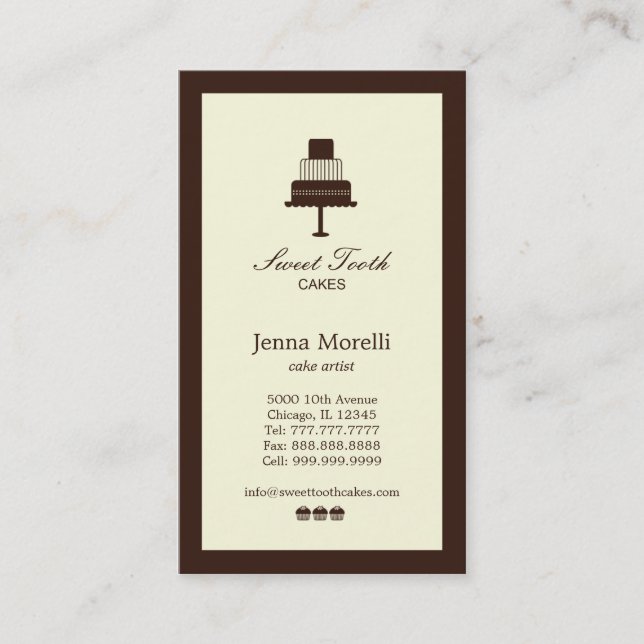 Affärskortet Skakor och Muffinsar i bakverk Visitkort (Framsida)