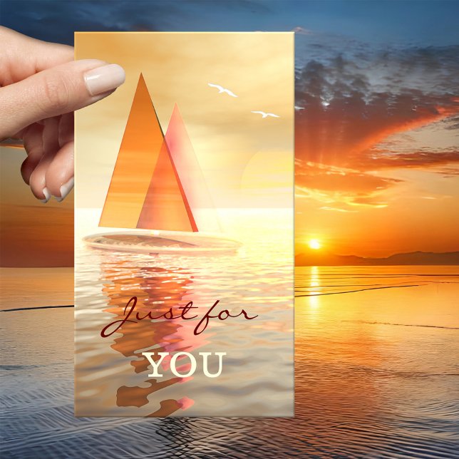 Affärskortet Skickningsmall för gåvscertifikat Rabattkort (Artistic gift certificate featuring a sailboat at sunset - sailing lessons - nautical)