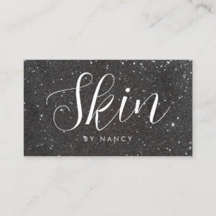 Affärskortet Skincare Typography Black Glitter Visitkort