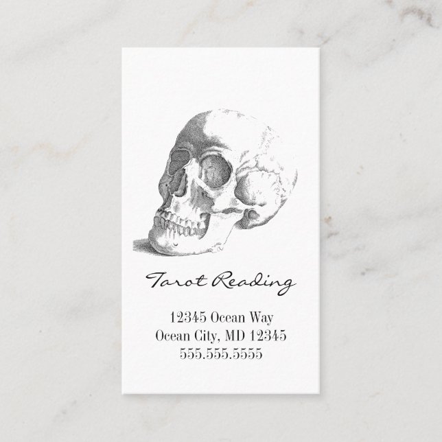Affärskortet Skull Tarot Reading Visitkort (Framsida)