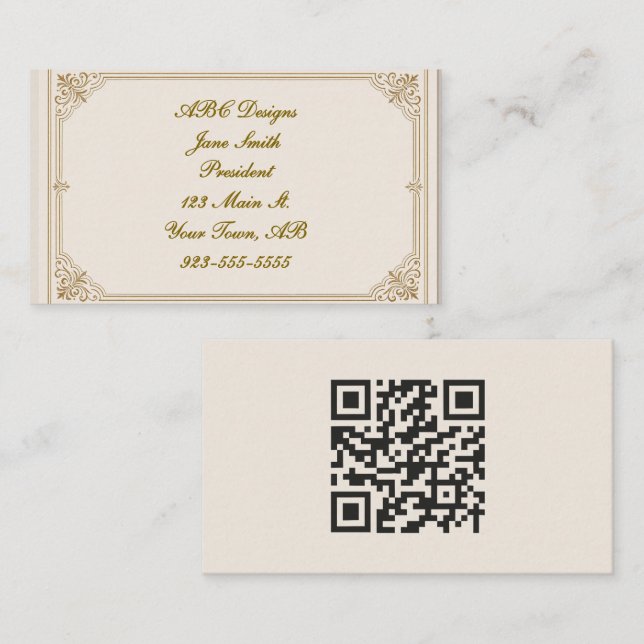 Affärskortet Sleek Brown Gräns QR-kod Visitkort (Fram/baksida)
