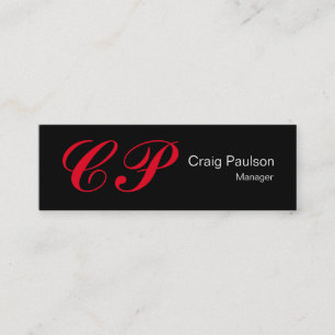 Affärskortet Slim Black Red Script Monogram Mini Visitkort