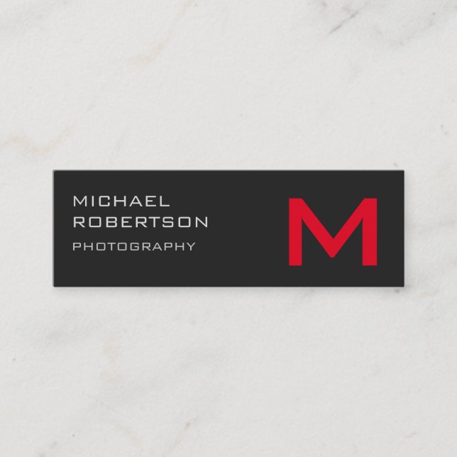 Affärskortet Slim Grått Monogram Photograf Mini Visitkort (Framsida)