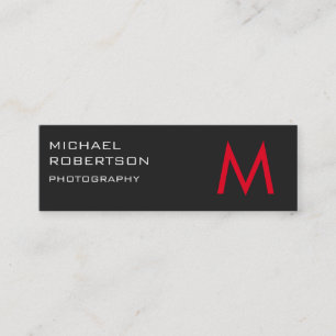 Affärskortet Slim Red Grått Monogram Photographer Mini Visitkort