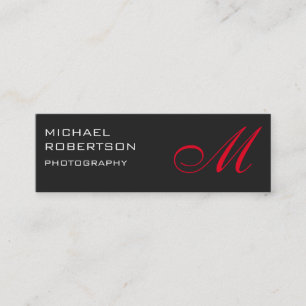 Affärskortet Slim Red Grått Monogram Photographer Mini Visitkort
