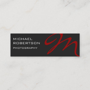Affärskortet Slim Red Grått Monogram Photographer Mini Visitkort