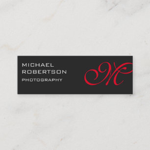 Affärskortet Slim Red Grått Monogram Photographer Mini Visitkort