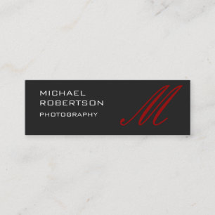 Affärskortet Slim Red Grått Monogram Photographer Mini Visitkort