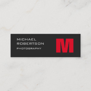 Affärskortet Slim Red Grått Monogram Photographer Mini Visitkort