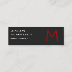 Affärskortet Slim Red Grått Monogram Photographer Mini Visitkort