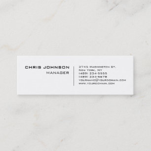 Affärskortet Slim White Charming Manager Mini Visitkort