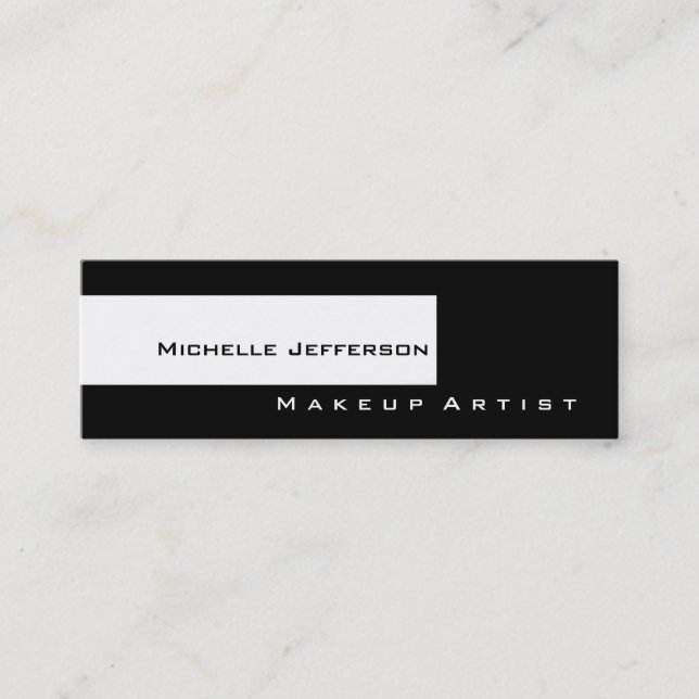 Affärskortet smala Black White Makeup Artist Mini Visitkort (Framsida)
