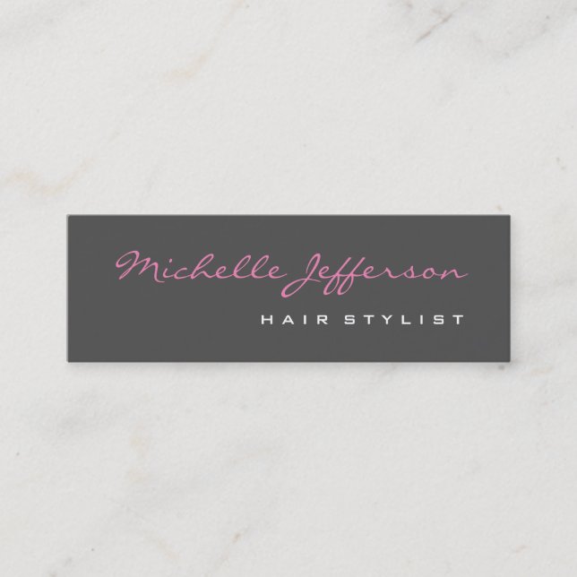 Affärskortet smala Hair Stylist Grått Rosa  Mini Visitkort (Framsida)