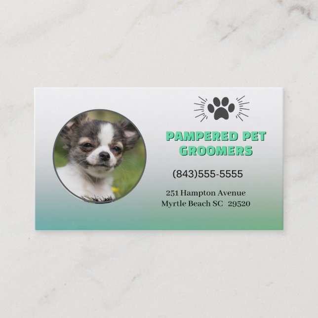 Affärskortet Smiling Chihuahua Pet Groomer Visitkort (Framsida)