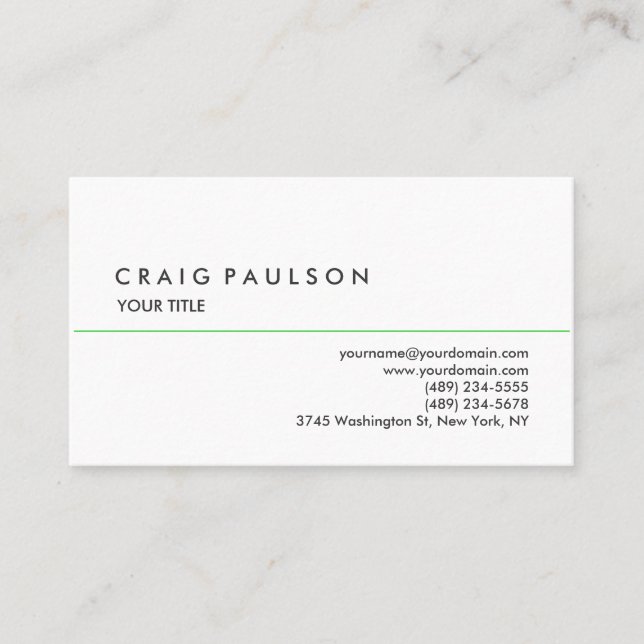 Affärskortet snyggt med vit Professionell Visitkort (Framsida)