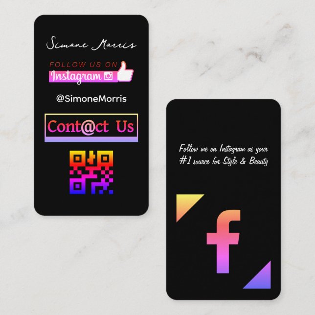 Affärskortet social Media QR-kod Visitkort (Fram/baksida)