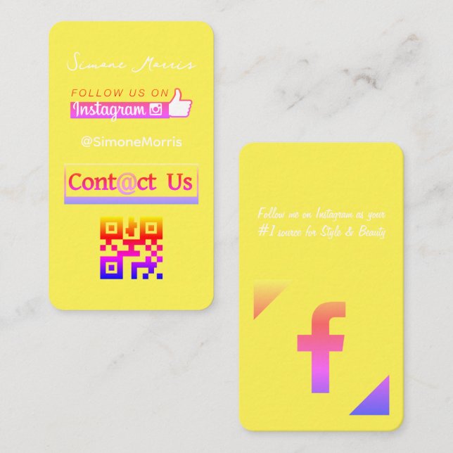 Affärskortet social Media QR-kod Visitkort (Fram/baksida)