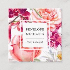 Affärskortet söt och färglös Blommigt på kvadrat Fyrkantigt Visitkort