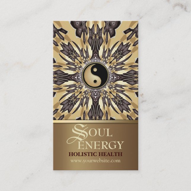 Affärskortet Soul Energy Yin Yang New Age Guld Visitkort (Framsida)