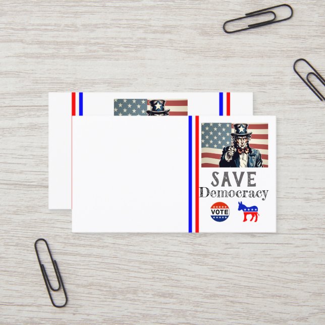 Affärskortet spara Demokrati Visitkort (Fram/Back In Situ)