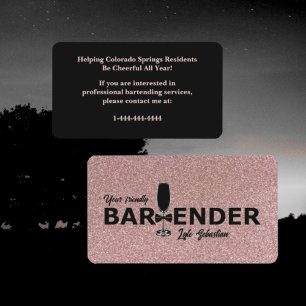 Affärskortet Sparkly Ro Guld Event Bartender Visitkort