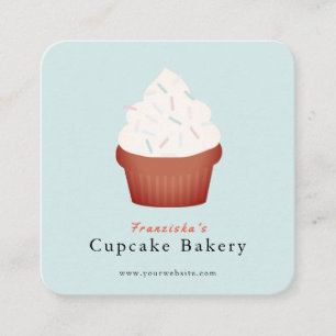 Affärskortet Sprinkles Cuptårta Blue Bakery Square Fyrkantigt Visitkort