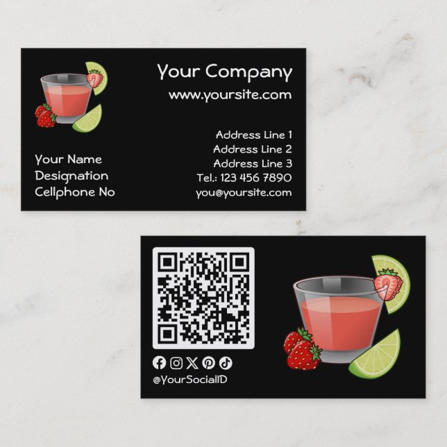 Affärskortet Strawberry Daiquiri Visitkort (Fram/baksida)
