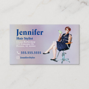Affärskortet Stylist Pearl Photo med QR-kod Visitkort