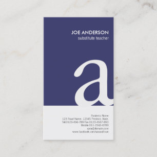 Affärskortet "Suppleant Teacher fold Monogram" Visitkort
