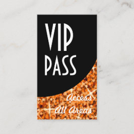 Affärskortet Svart kurva i Glitz-Orangen VIP Pass Visitkort