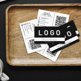 Affärskortet Svart logotyp och QR-kod Visitkort