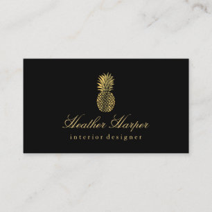 Affärskortet Svart på Golden Foil Pineapple Visitkort