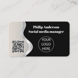 Affärskortet Svart QR-kod för unik Anpassningsbar Visitkort