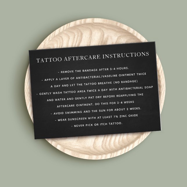 Affärskortet Svart Tattoo Aftercare Instructions Visitkort (Skapare uppladdad)